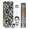 Easter candle, metallic white thermos bottle (500ml) & aromatic flat candle (30cm) (GRAY)
