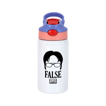 The office Dwight false, Children's hot water bottle, stainless steel, with safety straw, pink/purple (350ml)