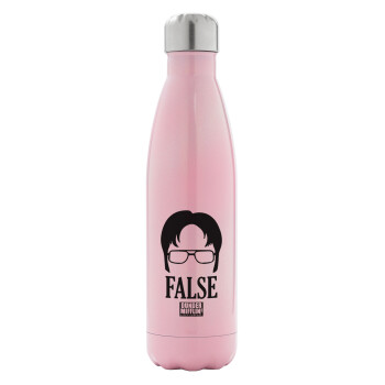 The office Dwight false, Metal mug thermos Pink Iridiscent (Stainless steel), double wall, 500ml
