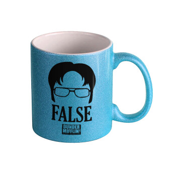 The office Dwight false, Κούπα Σιέλ Glitter που γυαλίζει, κεραμική, 330ml