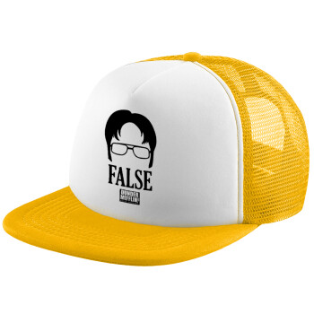 The office Dwight false, Καπέλο Soft Trucker με Δίχτυ Κίτρινο/White 