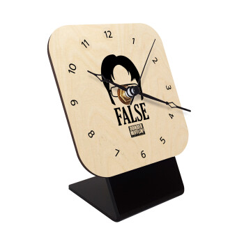 The office Dwight false, Quartz Table clock in natural wood (10cm)