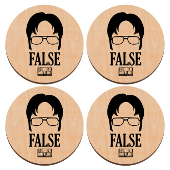 The office Dwight false, ΣΕΤ x4 Σουβέρ ξύλινα στρογγυλά plywood (9cm)