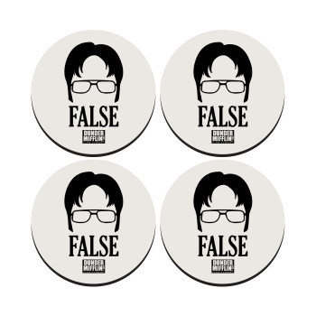 The office Dwight false, SET of 4 round wooden coasters (9cm)