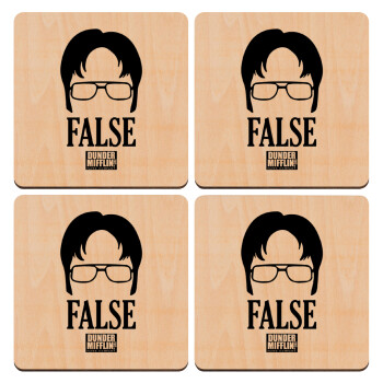 The office Dwight false, ΣΕΤ x4 Σουβέρ ξύλινα τετράγωνα plywood (9cm)
