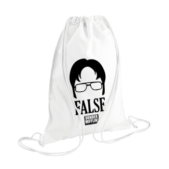The office Dwight false, Τσάντα πλάτης πουγκί GYMBAG λευκή (28x40cm)