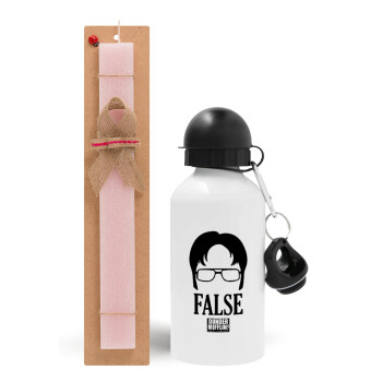 The office Dwight false, Easter Set, metallic aluminum bottle (500ml) & aromatic flat Easter candle (30cm) (PINK)