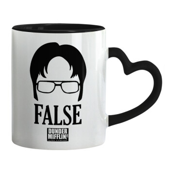 The office Dwight false, Mug heart black handle, ceramic, 330ml