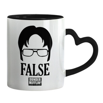 The office Dwight false, Κούπα καρδιά χερούλι μαύρη, κεραμική, 330ml