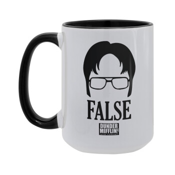 The office Dwight false, Κούπα Mega 15oz, κεραμική Μαύρη, 450ml