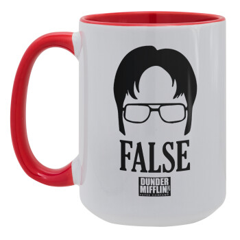 The office Dwight false, Κούπα Mega 15oz, κεραμική Κόκκινη, 450ml