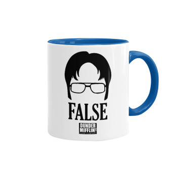 The office Dwight false, Mug colored blue, ceramic, 330ml