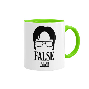 The office Dwight false, Mug colored light green, ceramic, 330ml