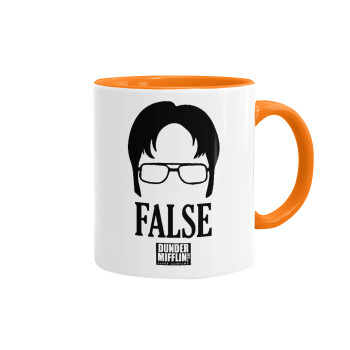 The office Dwight false, Mug colored orange, ceramic, 330ml