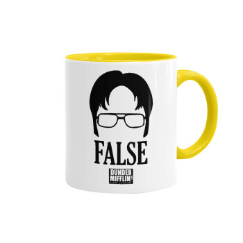 The office Dwight false, Mug colored yellow, ceramic, 330ml