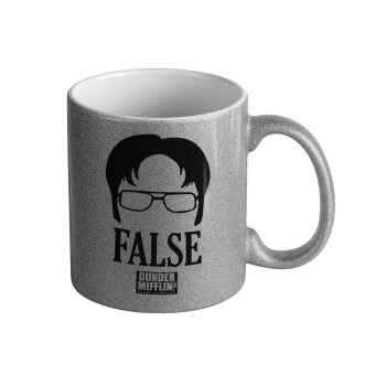 The office Dwight false, Κούπα Ασημένια Glitter που γυαλίζει, κεραμική, 330ml