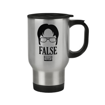 The office Dwight false, Stainless steel travel mug with lid, double wall 450ml