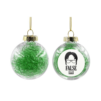 The office Dwight false, Χριστουγεννιάτικη μπάλα δένδρου διάφανη με πράσινο γέμισμα 8cm