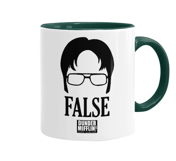The office Dwight false — Κούπα χρωματιστή πράσινη, κεραμική, 330ml
