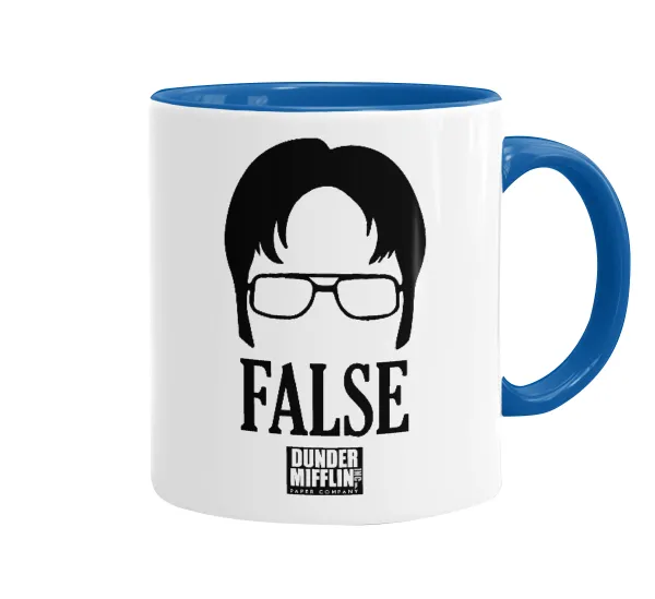 The office Dwight false — Κούπα χρωματιστή μπλε, κεραμική, 330ml