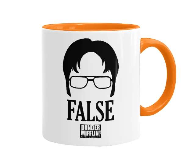 The office Dwight false — Κούπα χρωματιστή πορτοκαλί, κεραμική, 330ml