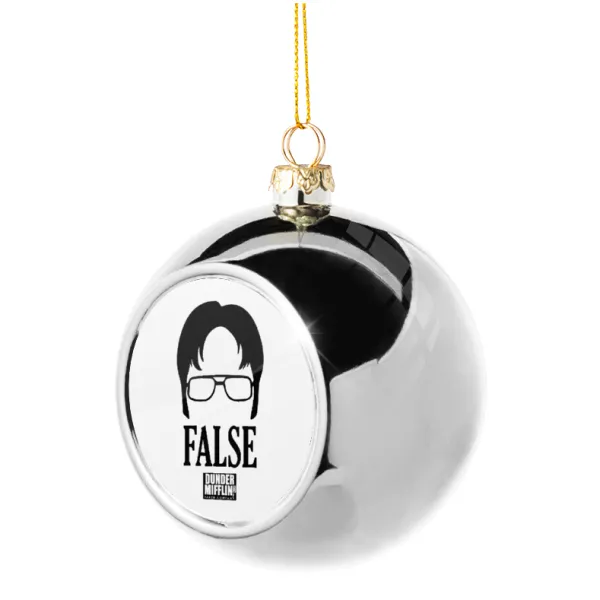 The office Dwight false — Στολίδι Χριστουγεννιάτικη μπάλα δένδρου Ασημένια 8cm