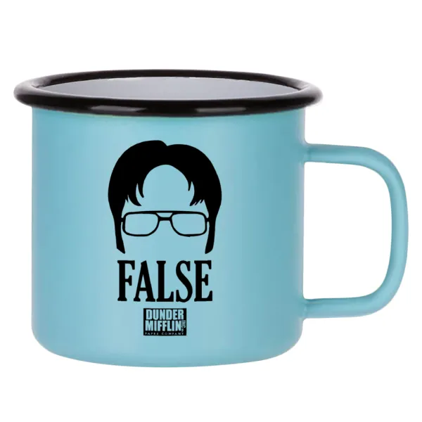 The office Dwight false — Κούπα Μεταλλική εμαγιέ ΜΑΤ σιέλ 360ml