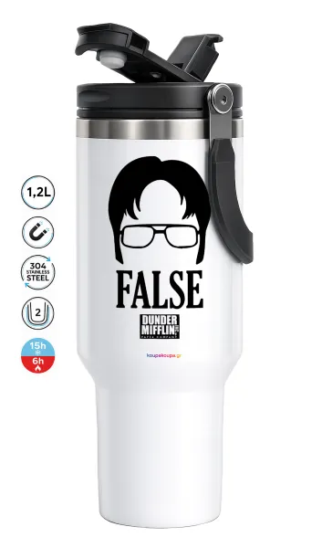 The office Dwight false — Mega Travel Mug / Κούπα Ταξιδίου, διπλού τοιχώματος (θερμό) 1,2L