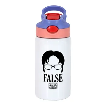 The office Dwight false, Children's hot water bottle, stainless steel, with safety straw, pink/purple (350ml)