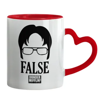 The office Dwight false, Κούπα καρδιά χερούλι κόκκινη, κεραμική, 330ml