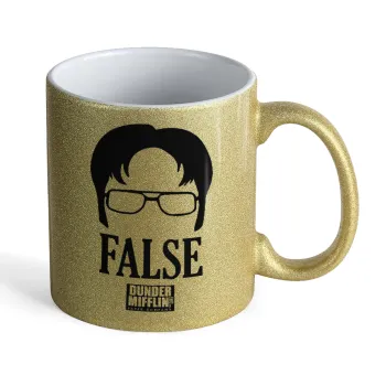 The office Dwight false, Κούπα Χρυσή Glitter που γυαλίζει, κεραμική, 330ml