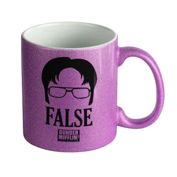 The office Dwight false, Κούπα Μωβ Glitter που γυαλίζει, κεραμική, 330ml