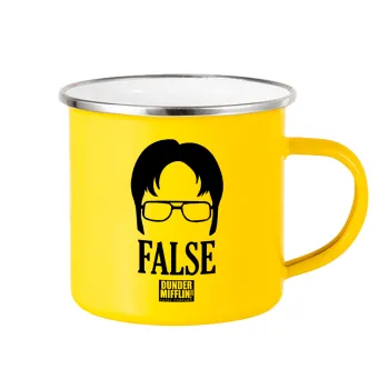 The office Dwight false, Κούπα Μεταλλική εμαγιέ Κίτρινη 360ml