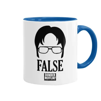 The office Dwight false, Κούπα χρωματιστή μπλε, κεραμική, 330ml