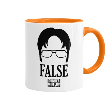 The office Dwight false, Κούπα χρωματιστή πορτοκαλί, κεραμική, 330ml