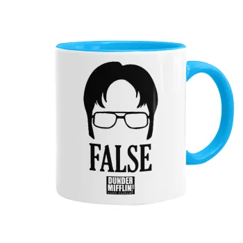 The office Dwight false, Κούπα χρωματιστή γαλάζια, κεραμική, 330ml