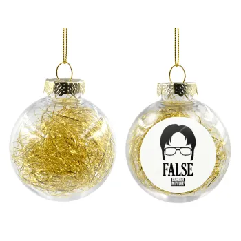 The office Dwight false, Transparent Christmas tree ball ornament with gold filling 8cm