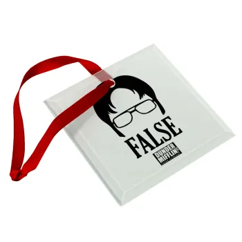 The office Dwight false, Christmas ornament, glass square ornament 9x9cm