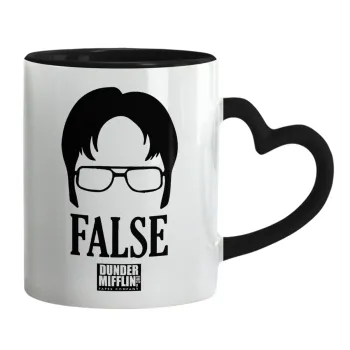 The office Dwight false, Κούπα καρδιά χερούλι μαύρη, κεραμική, 330ml
