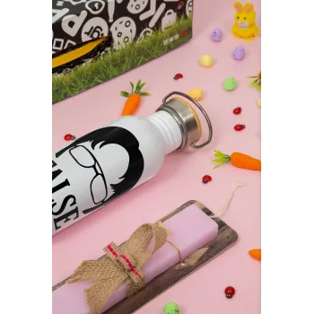 The office Dwight false, Πασχαλινή Λαμπάδα με παγούρι μεταλλικό (620ml, stainless steel) & κερί αρωματικό πλακέ (30cm) (ΡΟΖ)