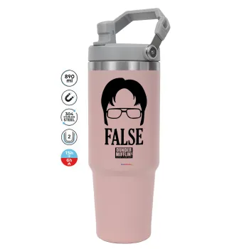The office Dwight false, Pink color, 890ml (30oz) stainless Steel Tumbler with Handle