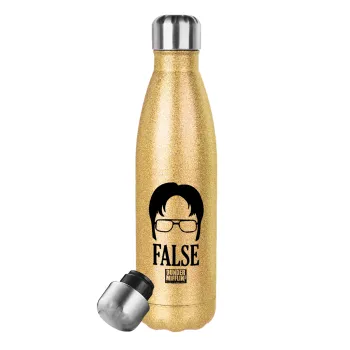 The office Dwight false, Glitter gold stainless steel thermos bottle, double-walled, 500ml