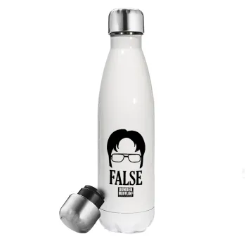 The office Dwight false, Metal mug thermos White (Stainless steel), double wall, 500ml