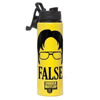 The office Dwight false, Μεταλλικό παγούρι νερού με καπάκι ασφαλείας, αλουμινίου 850ml