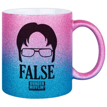 The office Dwight false, Κούπα Χρυσή/Μπλε Glitter, κεραμική, 330ml