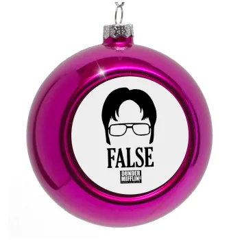 The office Dwight false, Purple Christmas tree ornament bauble 8cm