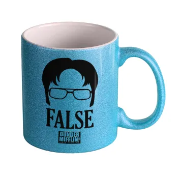 The office Dwight false, Κούπα Σιέλ Glitter που γυαλίζει, κεραμική, 330ml