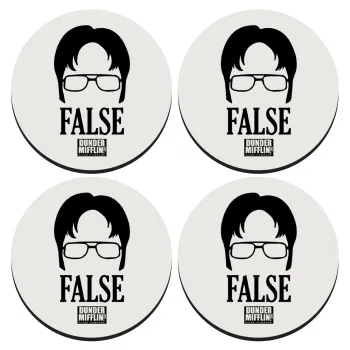 The office Dwight false, ΣΕΤ 4 Σουβέρ ξύλινα στρογγυλά (9cm)