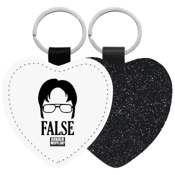 The office Dwight false, Μπρελόκ PU δερμάτινο glitter καρδιά ΜΑΥΡΟ