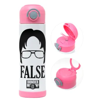 The office Dwight false, Children's hot water bottle, stainless steel, with safety straw, PINK (500ml)